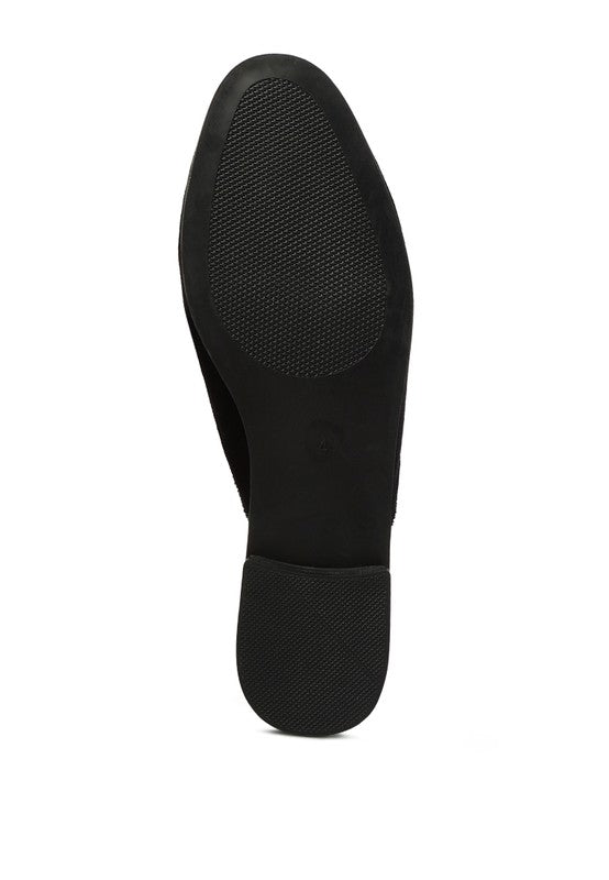 Velvet Buckled Flat Mules - Tigbul's Variety Fashion Shop