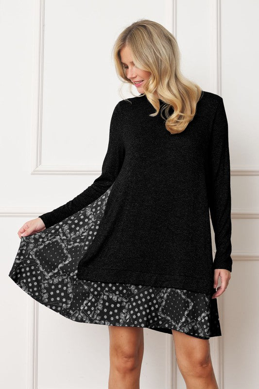 Mock Layered Bandana Paisley Mini Dress - Tigbul's Variety Fashion Shop