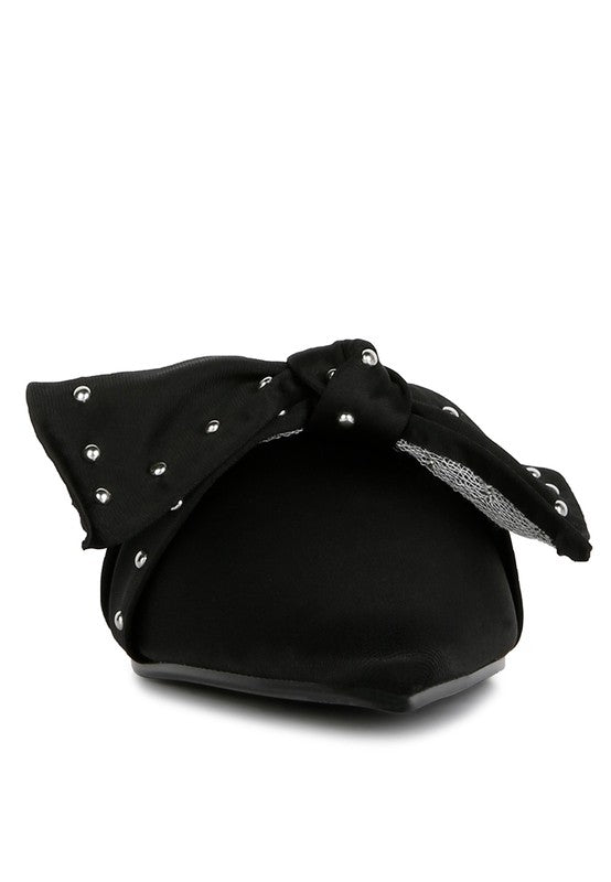Makeover Studded Bow Flat Mules - Tigbul's Variety Fashion Shop