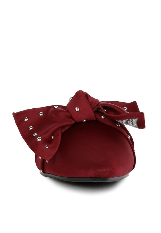 Makeover Studded Bow Flat Mules - Tigbul's Variety Fashion Shop