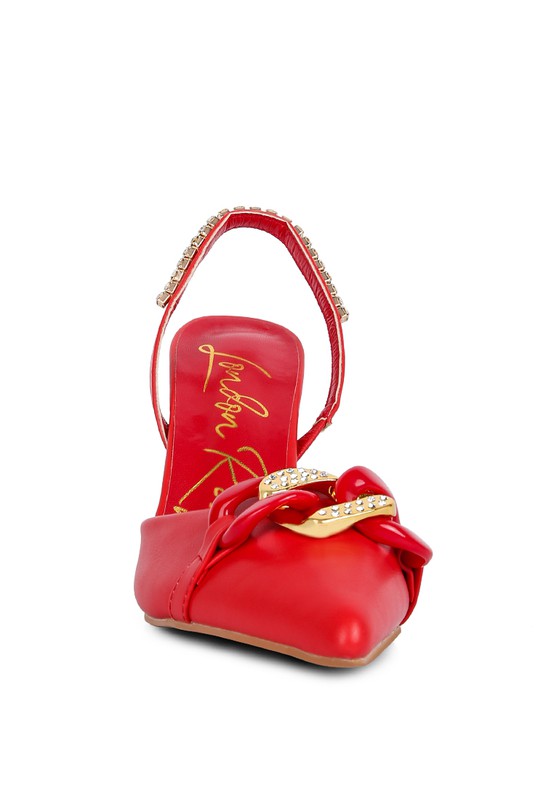 Pull Me Diamante Metal Chain Sandals - Tigbul's Variety Fashion Shop