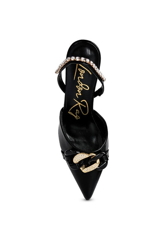 Pull Me Diamante Metal Chain Sandals - Tigbul's Variety Fashion Shop