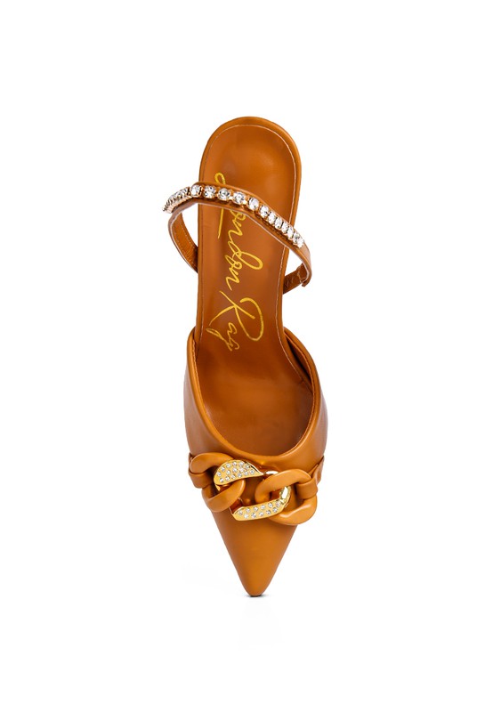 Pull Me Diamante Metal Chain Sandals - Tigbul's Variety Fashion Shop