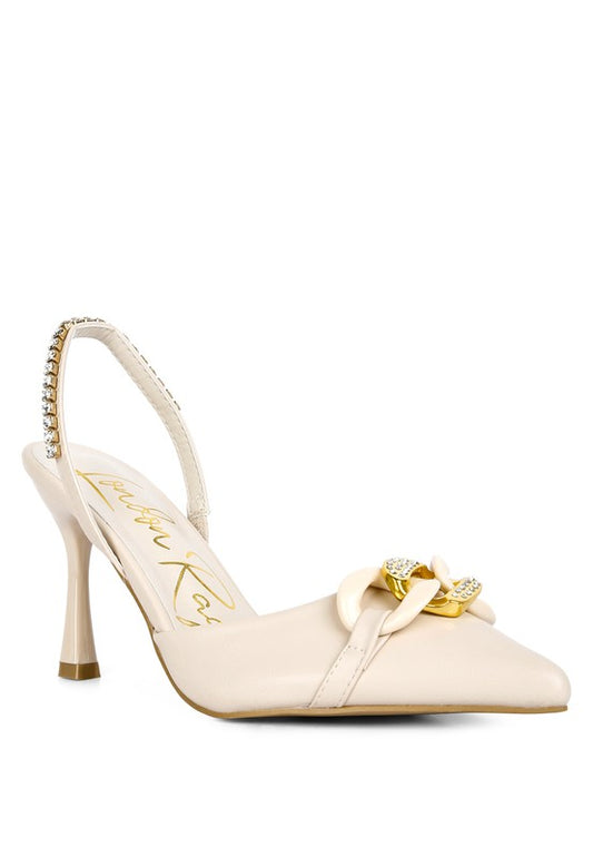 Pull Me Diamante Metal Chain Sandals - Tigbul's Variety Fashion Shop