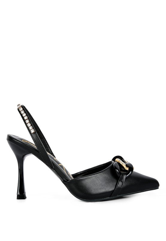 Pull Me Diamante Metal Chain Sandals - Tigbul's Variety Fashion Shop