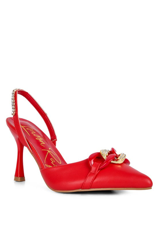 Pull Me Diamante Metal Chain Sandals - Tigbul's Variety Fashion Shop