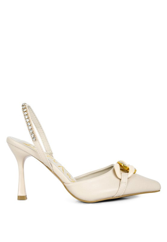 Pull Me Diamante Metal Chain Sandals - Tigbul's Variety Fashion Shop