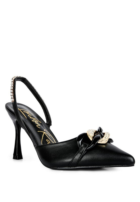Pull Me Diamante Metal Chain Sandals - Tigbul's Variety Fashion Shop