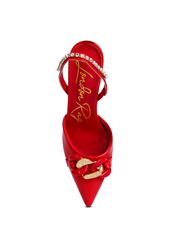 Pull Me Diamante Metal Chain Sandals - Tigbul's Variety Fashion Shop