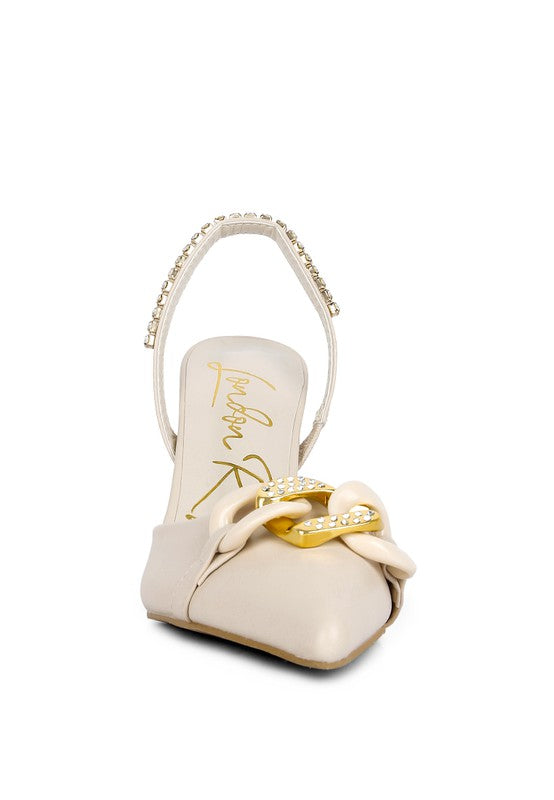 Pull Me Diamante Metal Chain Sandals - Tigbul's Variety Fashion Shop