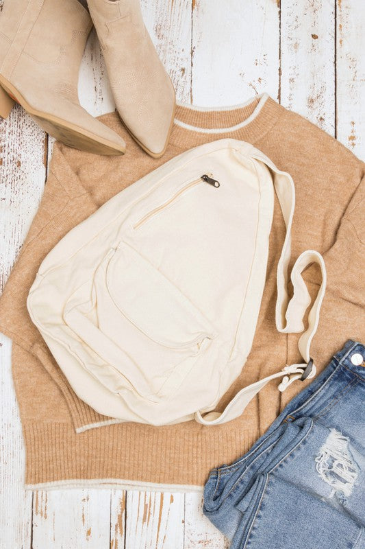 Oversized Canvas Sling Bag Backpack - Tigbul's Variety Fashion Shop