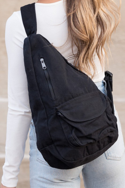 Oversized Canvas Sling Bag Backpack - Tigbul's Variety Fashion Shop