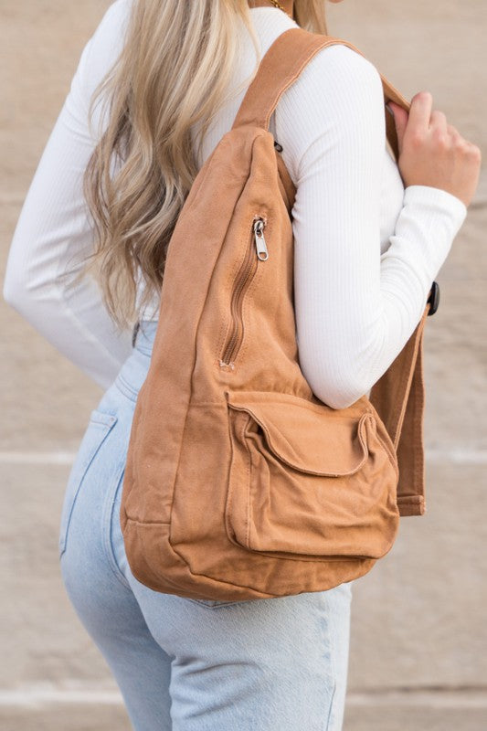 Oversized Canvas Sling Bag Backpack - Tigbul's Variety Fashion Shop