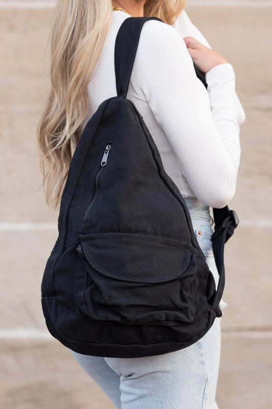 Oversized Canvas Sling Bag Backpack - Tigbul's Variety Fashion Shop