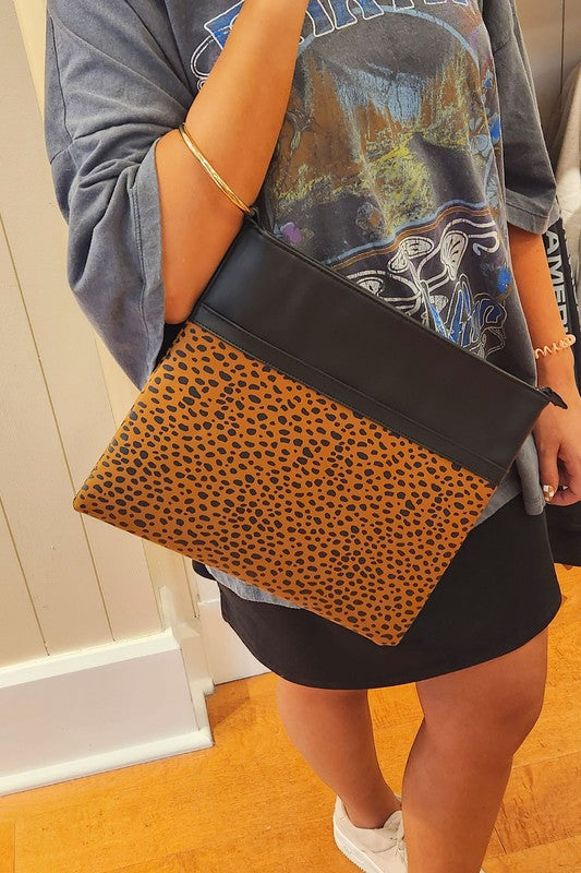 Leopard Gold Ring Vegan Leather Clutch - Tigbul's Variety Fashion Shop