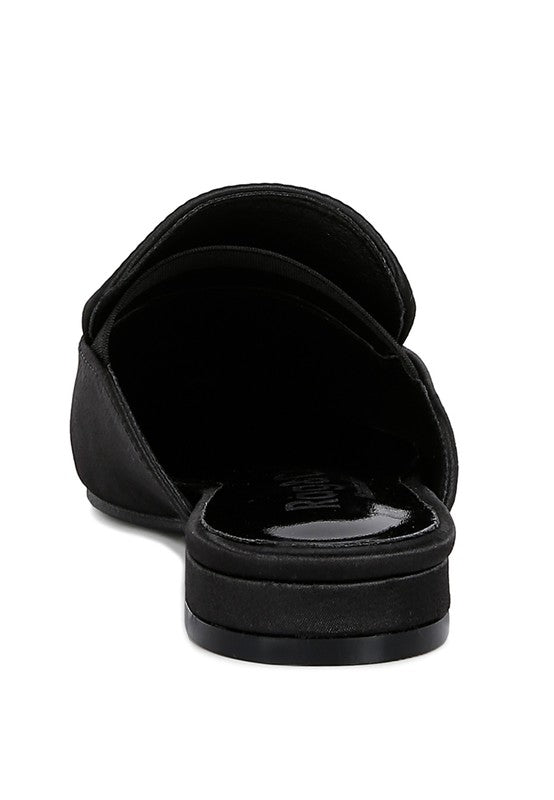 PERRINE Diamante Jewel Satin Mules in Black - Tigbul's Variety Fashion Shop