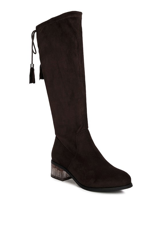 Francesca Tassels Detail Short Heel Calf Boot - Tigbul's Variety Fashion Shop