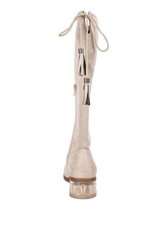 Francesca Tassels Detail Short Heel Calf Boot - Tigbul's Variety Fashion Shop