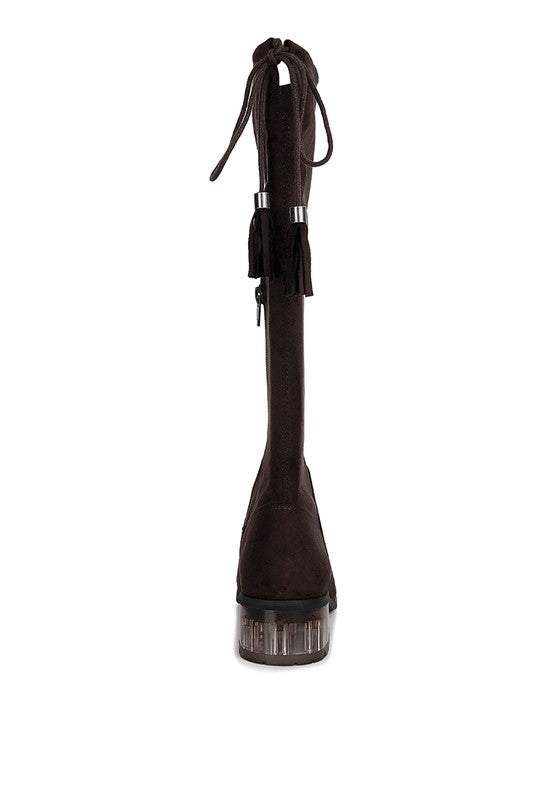 Francesca Tassels Detail Short Heel Calf Boot - Tigbul's Variety Fashion Shop