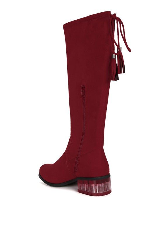 Francesca Tassels Detail Short Heel Calf Boot - Tigbul's Variety Fashion Shop