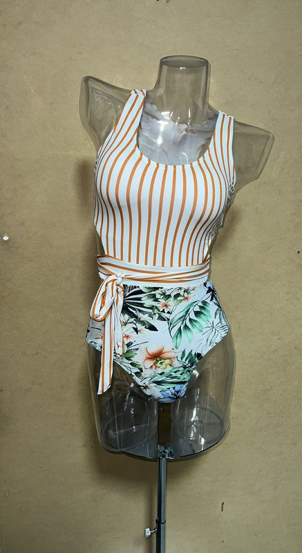 Combo Print One Piece Swimsuit - Tigbuls Variety Fashion