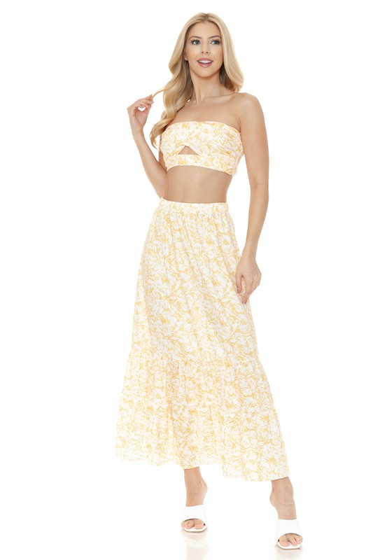 Women's Floral Skirt and TOP Set - Tigbul's Variety Fashion Shop