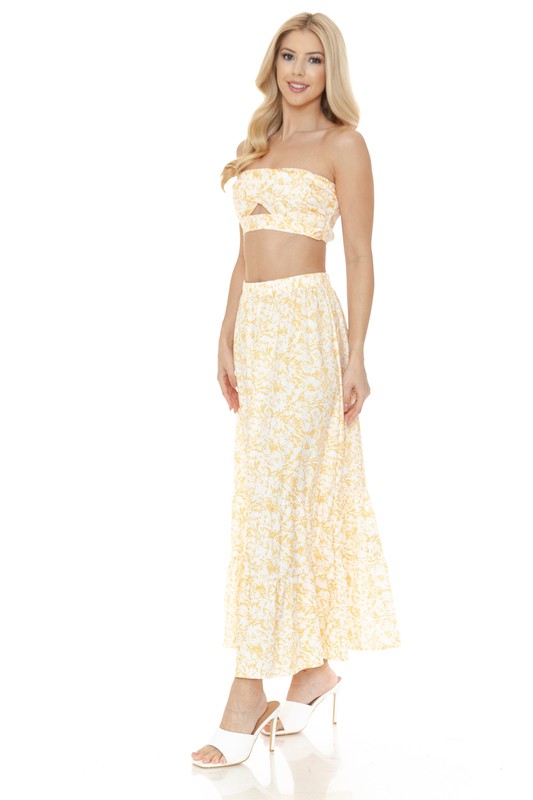 Women's Floral Skirt and TOP Set - Tigbul's Variety Fashion Shop