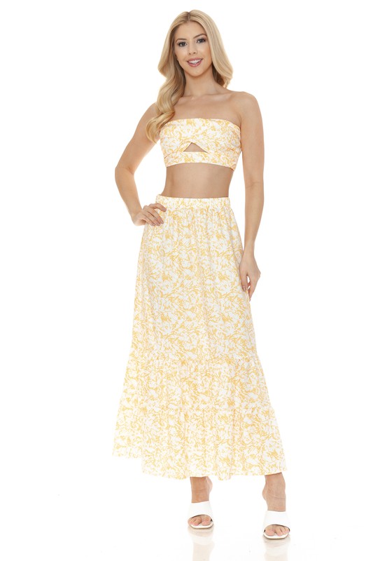 Women's Floral Skirt and TOP Set - Tigbul's Variety Fashion Shop