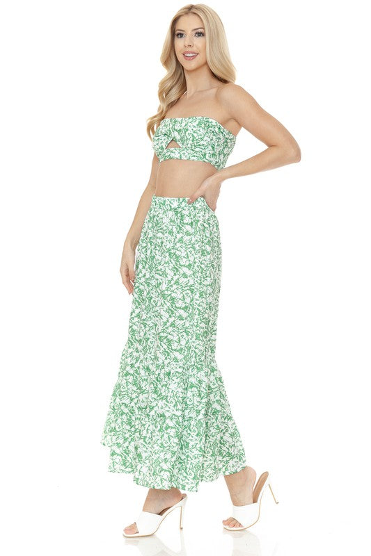 Women's Floral Skirt and TOP Set - Tigbul's Variety Fashion Shop