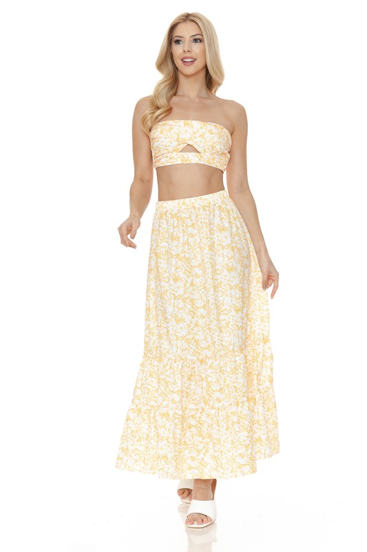 Women's Floral Skirt and TOP Set - Tigbul's Variety Fashion Shop