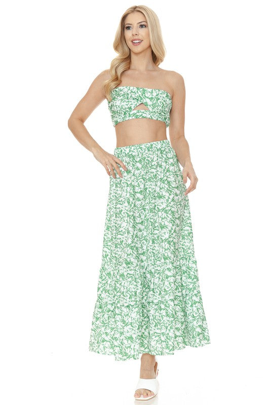 Women's Floral Skirt and TOP Set - Tigbul's Variety Fashion Shop