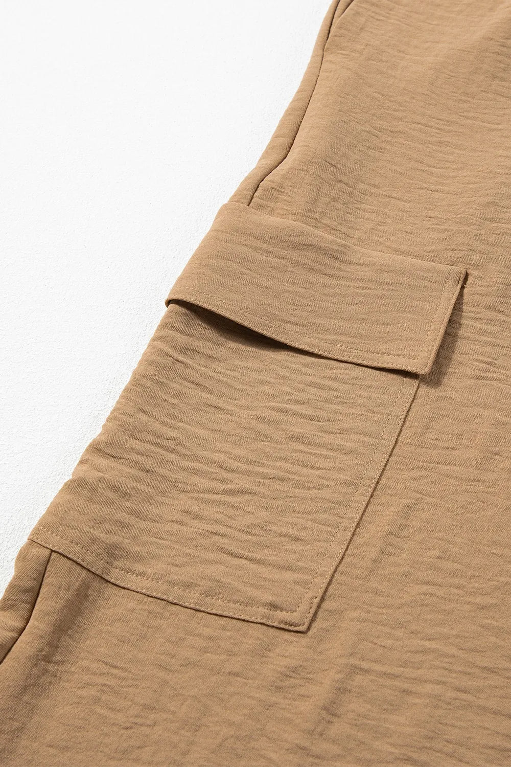 Drawstring Frilled Waist Wide Leg Utility Trousers - Tigbul's Variety Fashion Shop