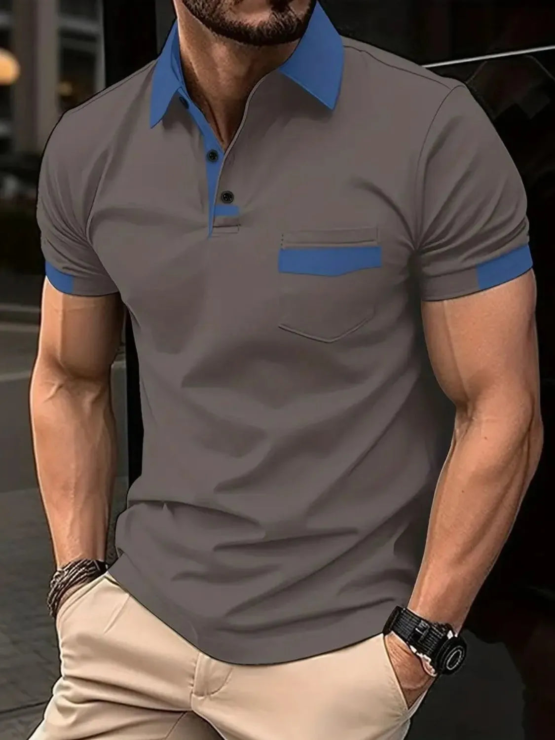 Men's Full Size Contrast Collared Neck Short Sleeve Polo Plus Size - Tigbul's Variety Fashion Shop