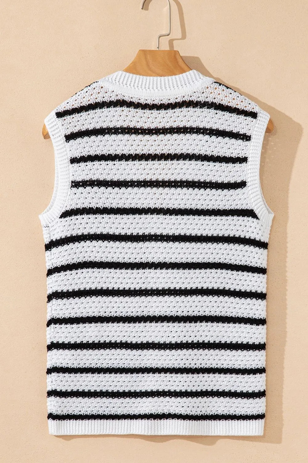 Striped Button-Up Knit Sweater Vest - Tigbul's Variety Fashion Shop