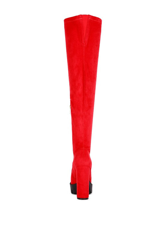 Maple High Block Heeled Faux Suede Long Boots - Tigbul's Variety Fashion Shop