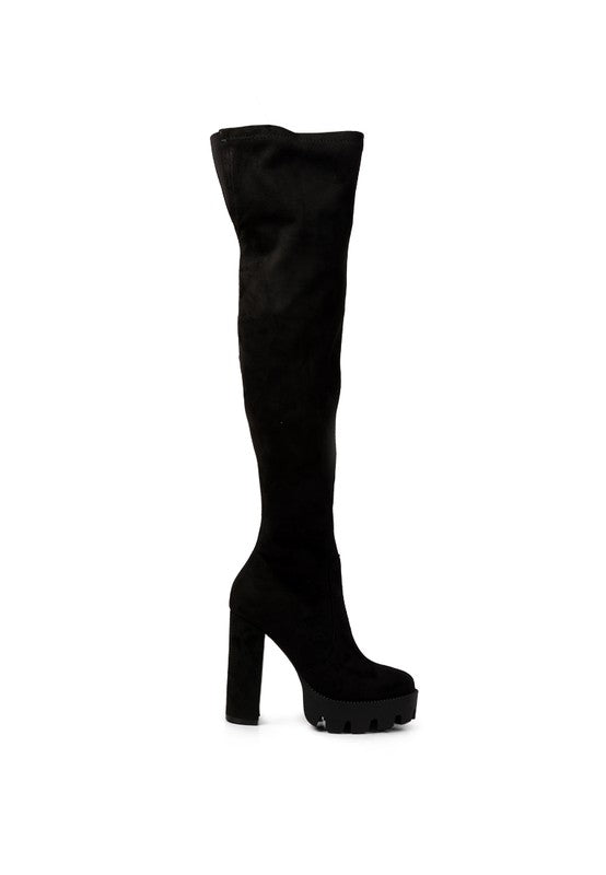 Maple High Block Heeled Faux Suede Long Boots - Tigbul's Variety Fashion Shop