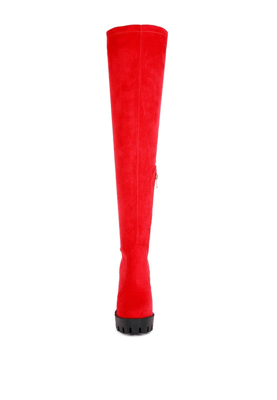 Maple High Block Heeled Faux Suede Long Boots - Tigbul's Variety Fashion Shop