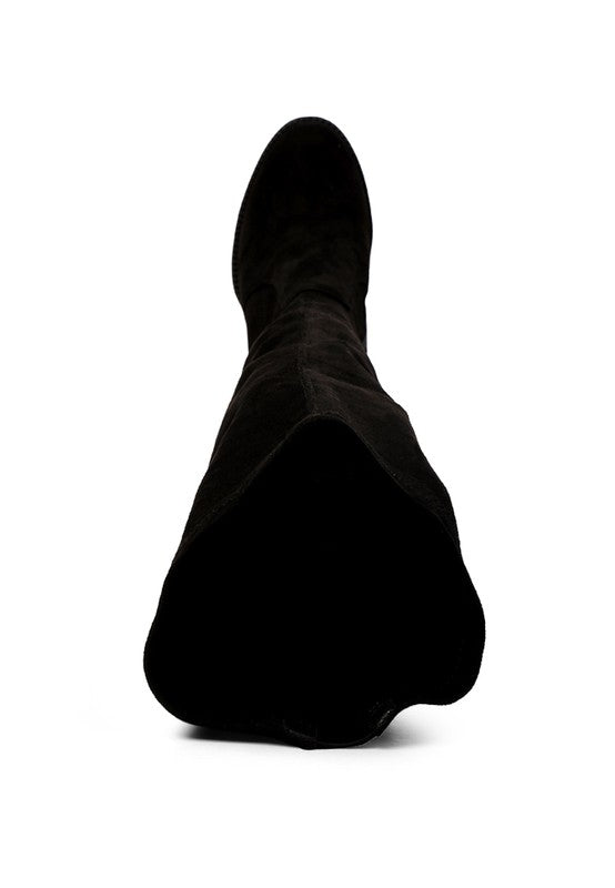 Maple High Block Heeled Faux Suede Long Boots - Tigbul's Variety Fashion Shop
