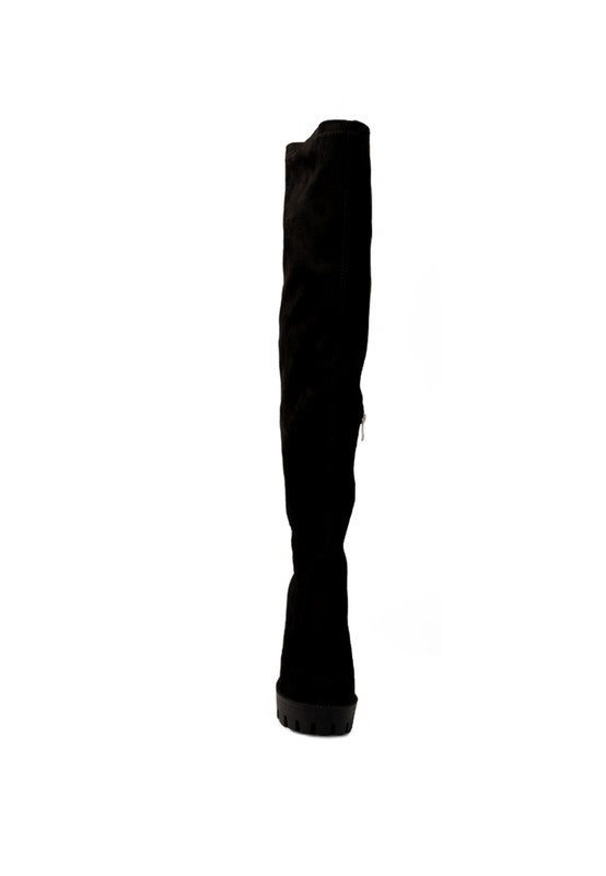 Maple High Block Heeled Faux Suede Long Boots - Tigbul's Variety Fashion Shop