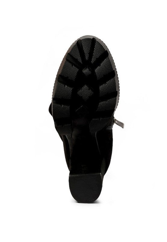 Maple High Block Heeled Faux Suede Long Boots - Tigbul's Variety Fashion Shop