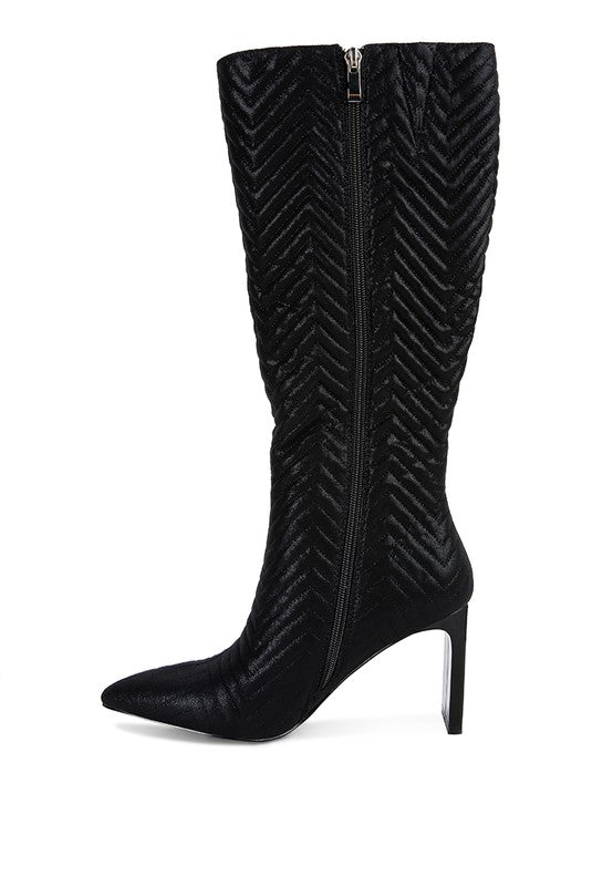 Prinkles Quilted High Italian Block Heeled Boots - Tigbuls Variety Fashion