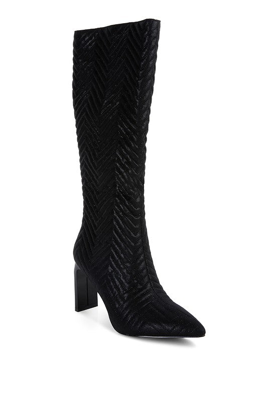 Prinkles Quilted High Italian Block Heeled Boots - Tigbuls Variety Fashion