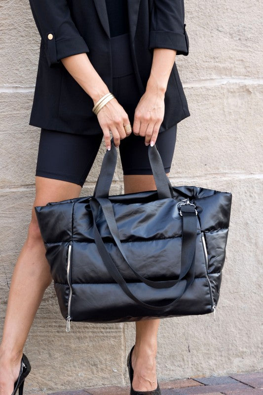 Metallic Puffer Tote - Tigbul's Variety Fashion Shop