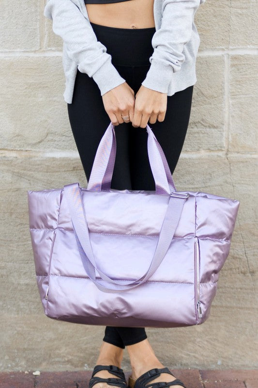 Metallic Puffer Tote - Tigbul's Variety Fashion Shop