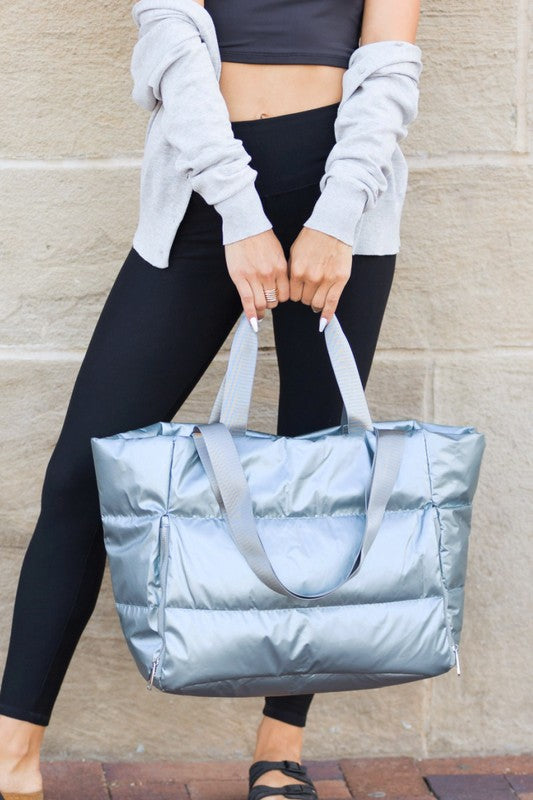 Metallic Puffer Tote - Tigbul's Variety Fashion Shop
