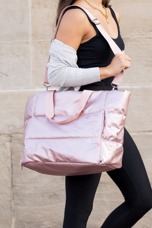 Metallic Puffer Tote - Tigbul's Variety Fashion Shop