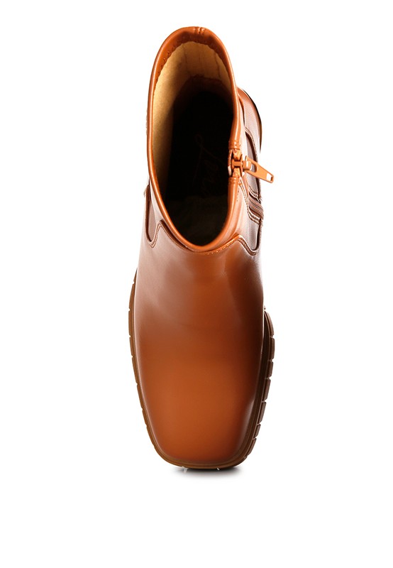 Kokum Faux Leather Platform Heeled Ankle Boot - Tigbul's Variety Fashion Shop