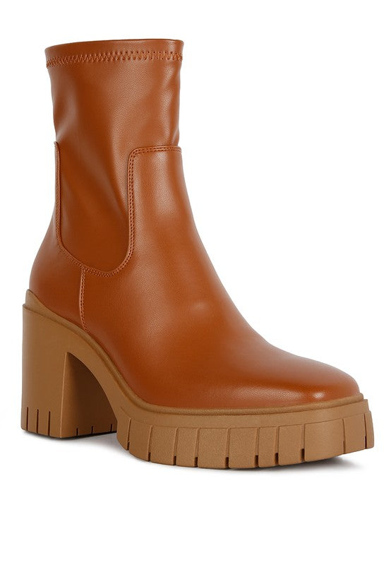 Kokum Faux Leather Platform Heeled Ankle Boot - Tigbul's Variety Fashion Shop