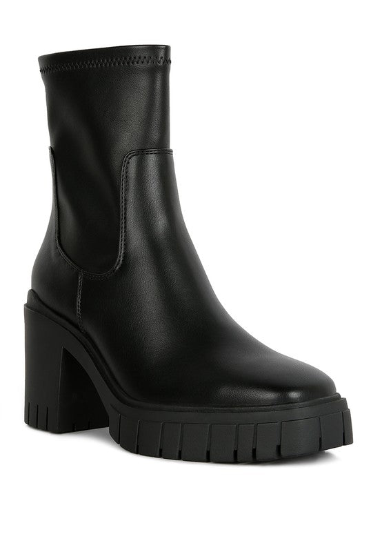 Kokum Faux Leather Platform Heeled Ankle Boot - Tigbul's Variety Fashion Shop