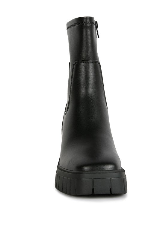 Kokum Faux Leather Platform Heeled Ankle Boot - Tigbul's Variety Fashion Shop